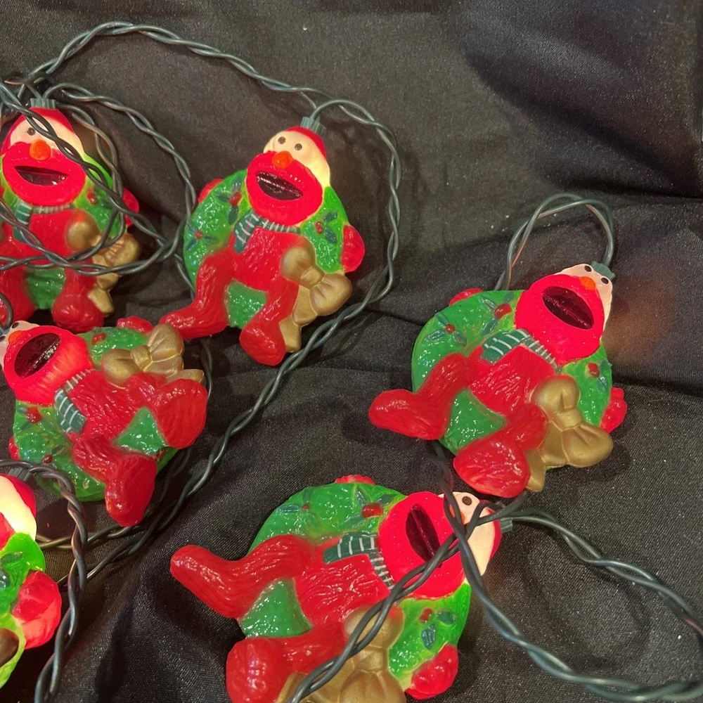 Vtg Sesame Street Elmo 1998 Henson Muppets Christmas String Lights Blow Mold 12'